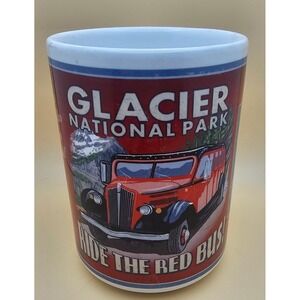 Glacier National Park Red Jammer Vintage Sign Lantern Press Artwork, Ceramic Mug